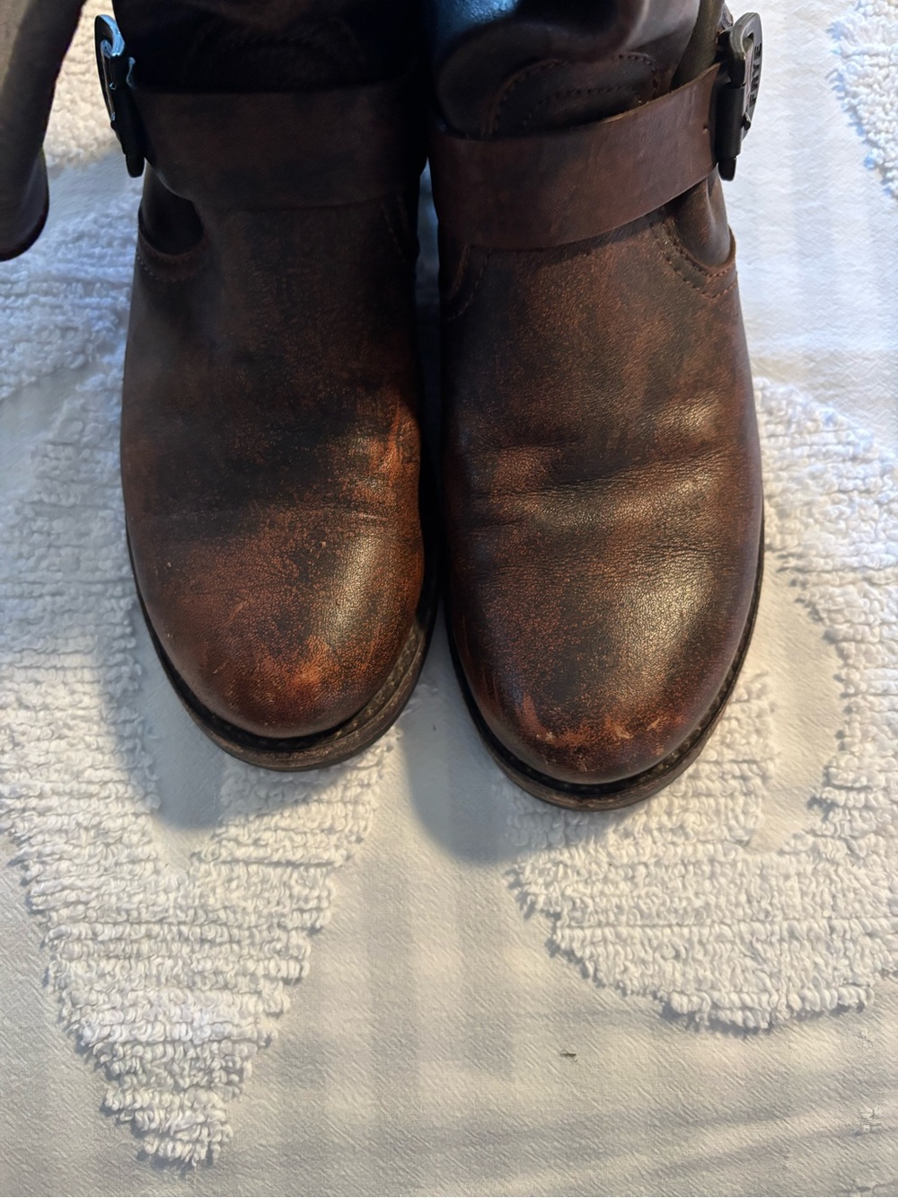 Frye Brown Suede-Lined Leather Boots Size 8 - Picture 4 of 15
